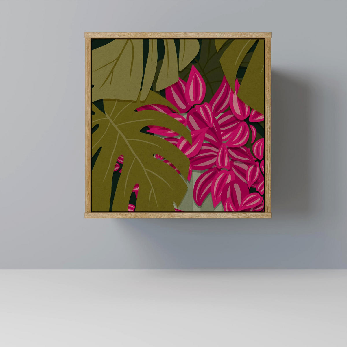 SIDEBOARD TROPICAL BEAUTY, Eichefarben, 57,5x42x77,5 cm, Schräge Buchenholzfüße - Eichefarben/Buchefarben, Holzwerkstoff/Buchenholz (57.5/77.5/42cm) - SpaceRebels