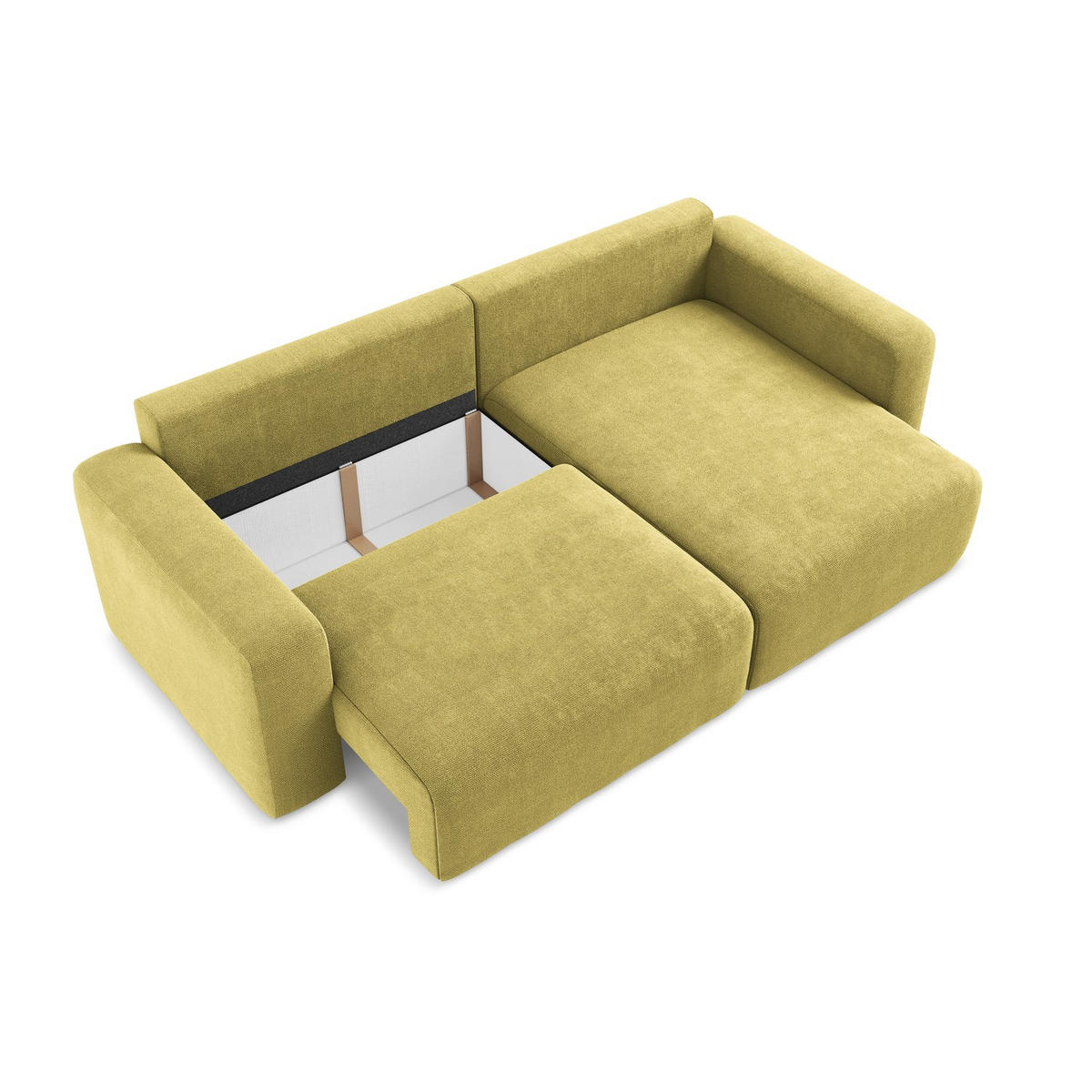 ECKSOFA mit Schlaffunktion rechts Chenille Stoff Grün - Limette/Schwarz, Kunststoff/Textil (244/149cm) - LaMiaSofa