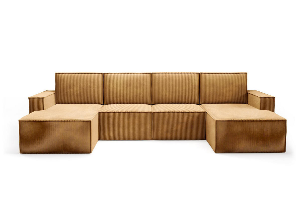 WOHNLANDSHAFT Orto Gelb - Gelb, Holzwerkstoff/Textil (320/93/142cm) - Bettso