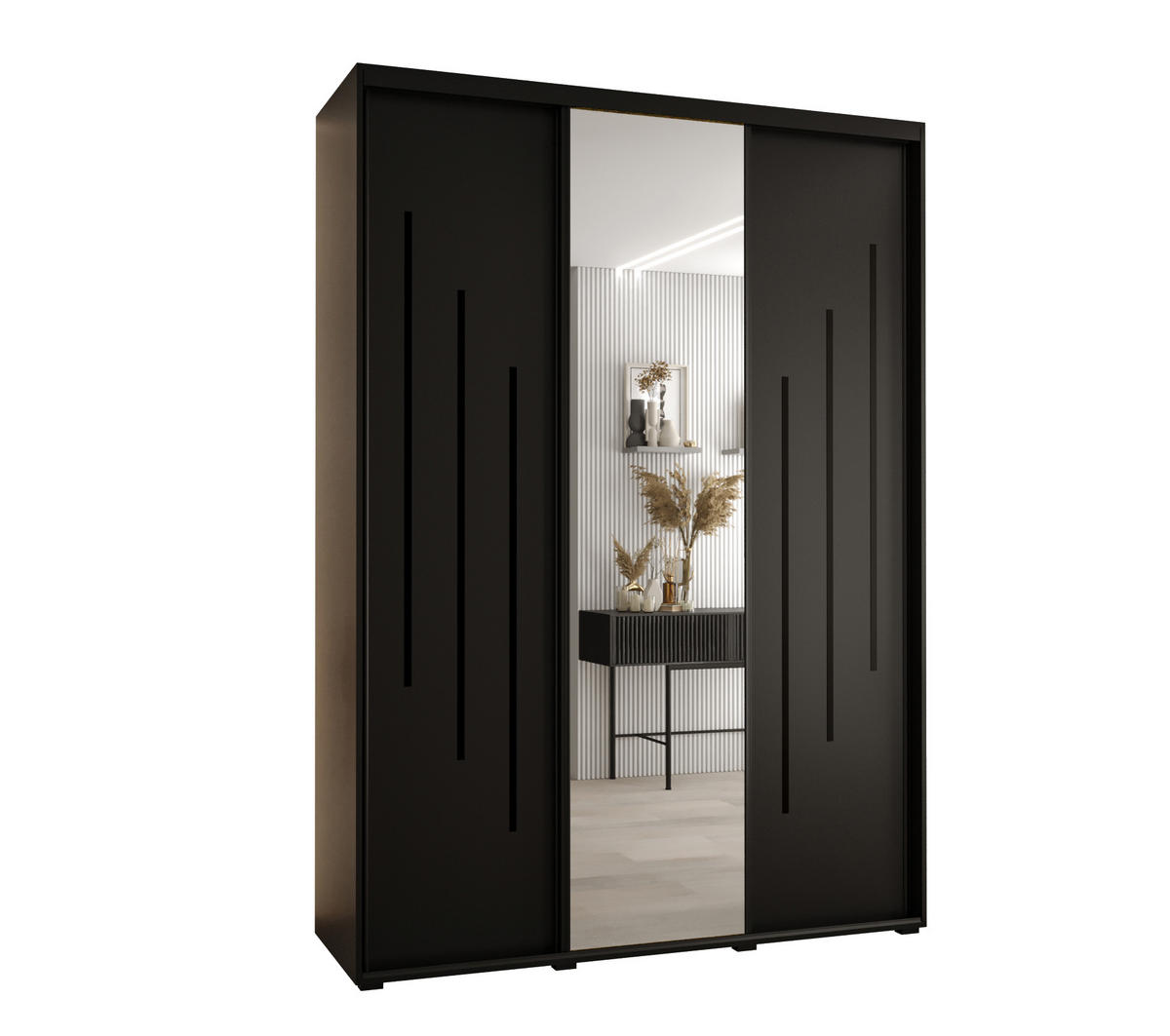 SCHWEBETÜRENSCHRANK 235,2/170/45 3-türig - Schwarz, Holz/Metall (170/235/45cm) - Abiks Möbel