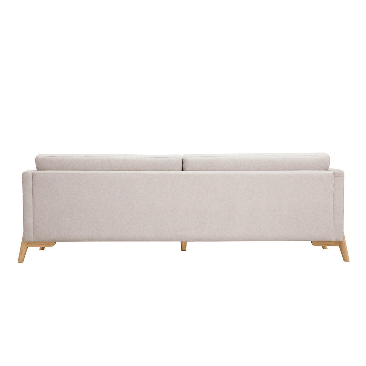 SOFA Beiger Stoff Samteffekt Helles Holz 4-Sitzer SINDRO - Beige, Textil (87/82/241cm) - Miliboo