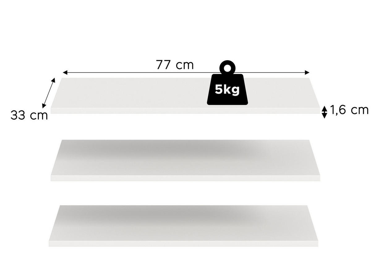 EINLEGEBODENSET weiß 77/33/2 cm - Weiß, Holzwerkstoff (77/2/33cm) - Xonox