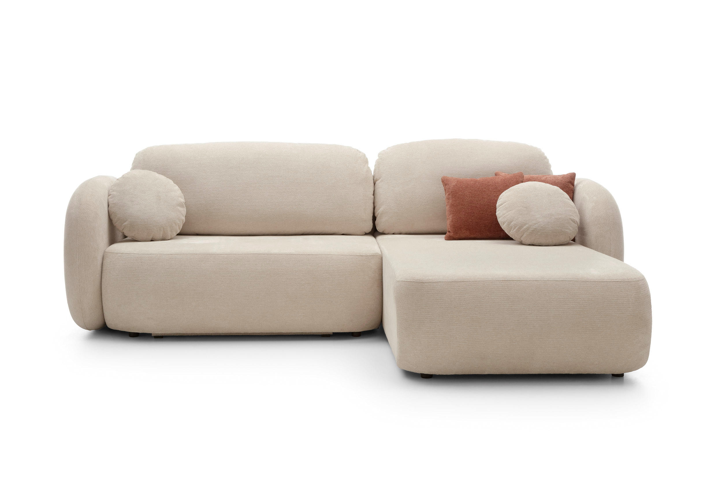 ECKSOFA OLIO L-Form Schlaffunktion mit Bettkasten, lose Rückenkissen, freistehend, RECHTS 248x174 cm Beige - Beige, Holz/Textil (248/174cm) - DomoHome