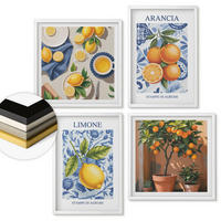 WANDBILDER 4er-Set - 50x50 cm & 40x60 cm Weißer Rahmen - Illustrationen von Zitrusfrüchten - Weiß, Kunststoff (50/50cm) - ArtPrintCave