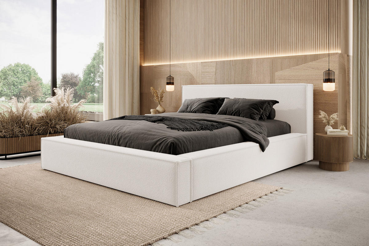 POLSTERBETT Bocalio Cremeweiß Boucle 180 cm - Creme, Textil (180/200cm) - Selsey