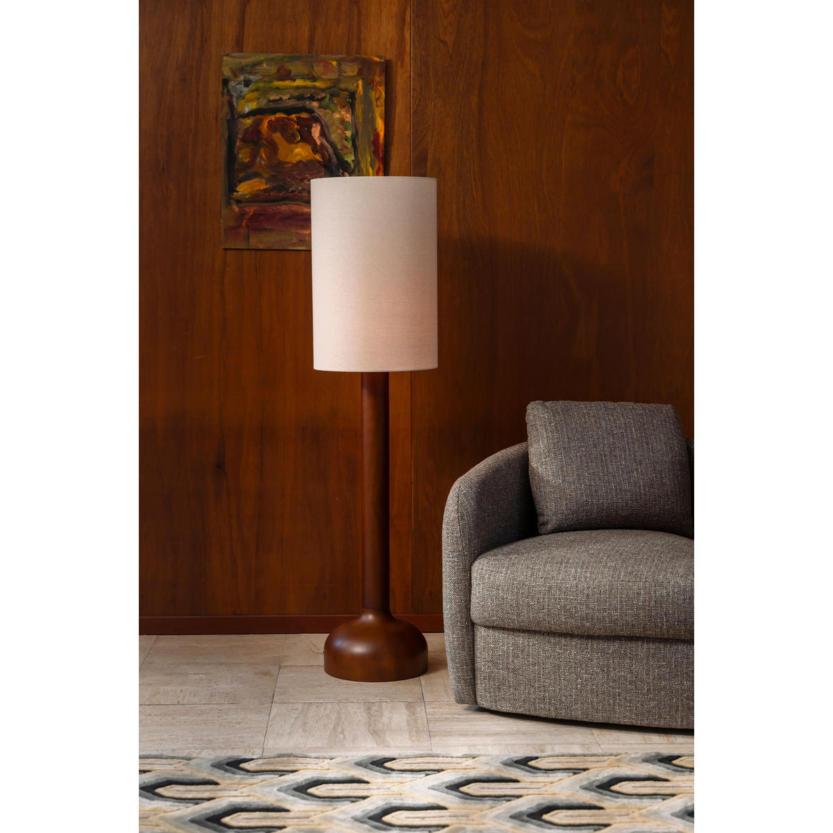 STEHLAMPE Jones - Beige, Holz (35/35/140cm) - Dutchbone