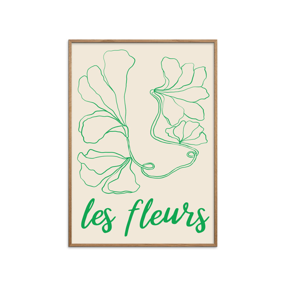 POSTER mit Rahmen Affordable Art Prints - Abstract Fleurs - Eichefarben/Grün, Holz/Papier (30/40cm) - Poster&Frame