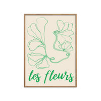 POSTER mit Rahmen Affordable Art Prints - Abstract Fleurs - Eichefarben/Grün, Holz/Papier (30/40cm) - Poster&Frame