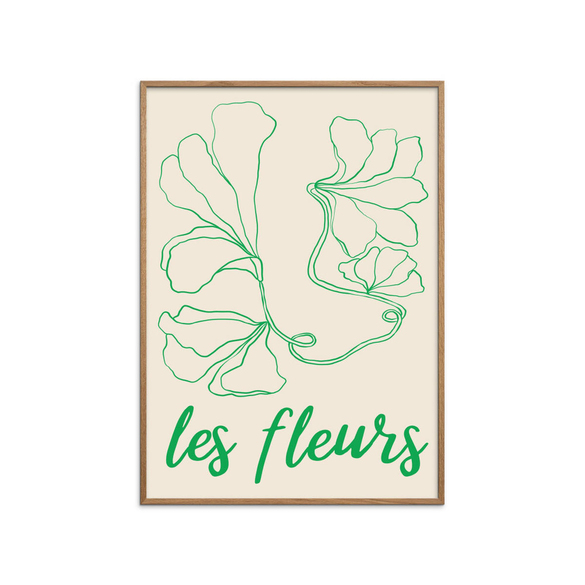 POSTER mit Rahmen Affordable Art Prints - Abstract Fleurs - Eichefarben/Grün, Holz/Papier (30/40cm) - Poster&Frame