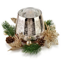KERZENHALTER Santa Lila Gold 9x9x9,5 cm Glas - Goldfarben, Glas (9/9.5/9cm) - Mondex