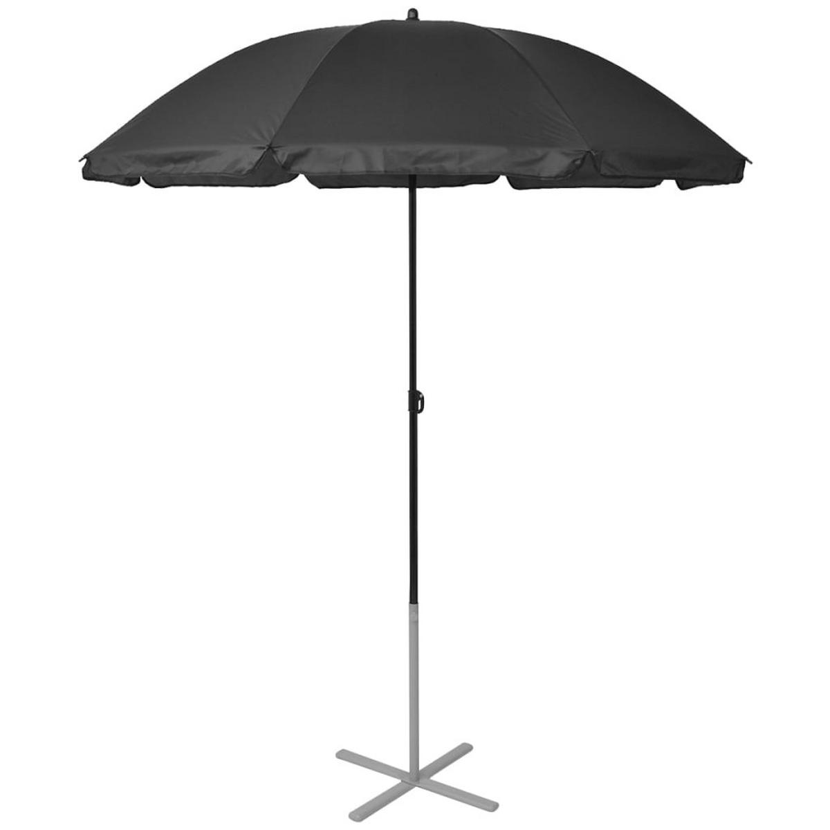 SONNENLIEGEN mit Schirm Aluminium Schwarz - Braun, Textil (60/89/156cm) - furnicato
