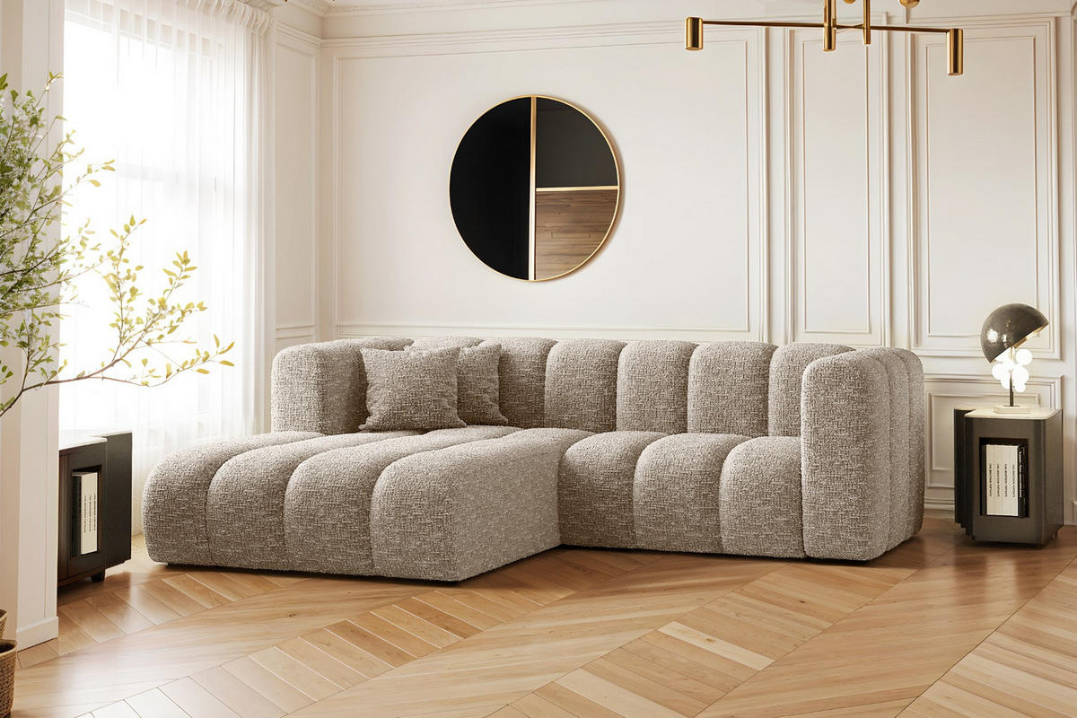 ECKSOFA L-form Sofa Grand modular stoff Haga Beige Links - Beige, Holz (179/227cm) - Kaiser Möbel
