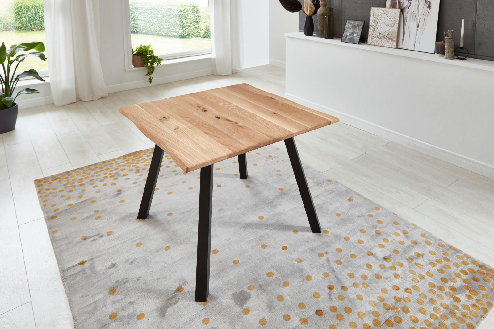 TISCHPLATTE SESSA - Beige/Schwarz, Holz/Metall (80/80/3cm) - SAM