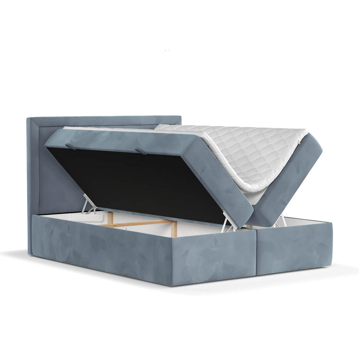 BOXBETT Jodan 120/200 cm Blau grau im Magic Velvet Stoff - Blaugrau/Schwarz, Holz/Holzwerkstoff (120/200cm) - AltaBeds