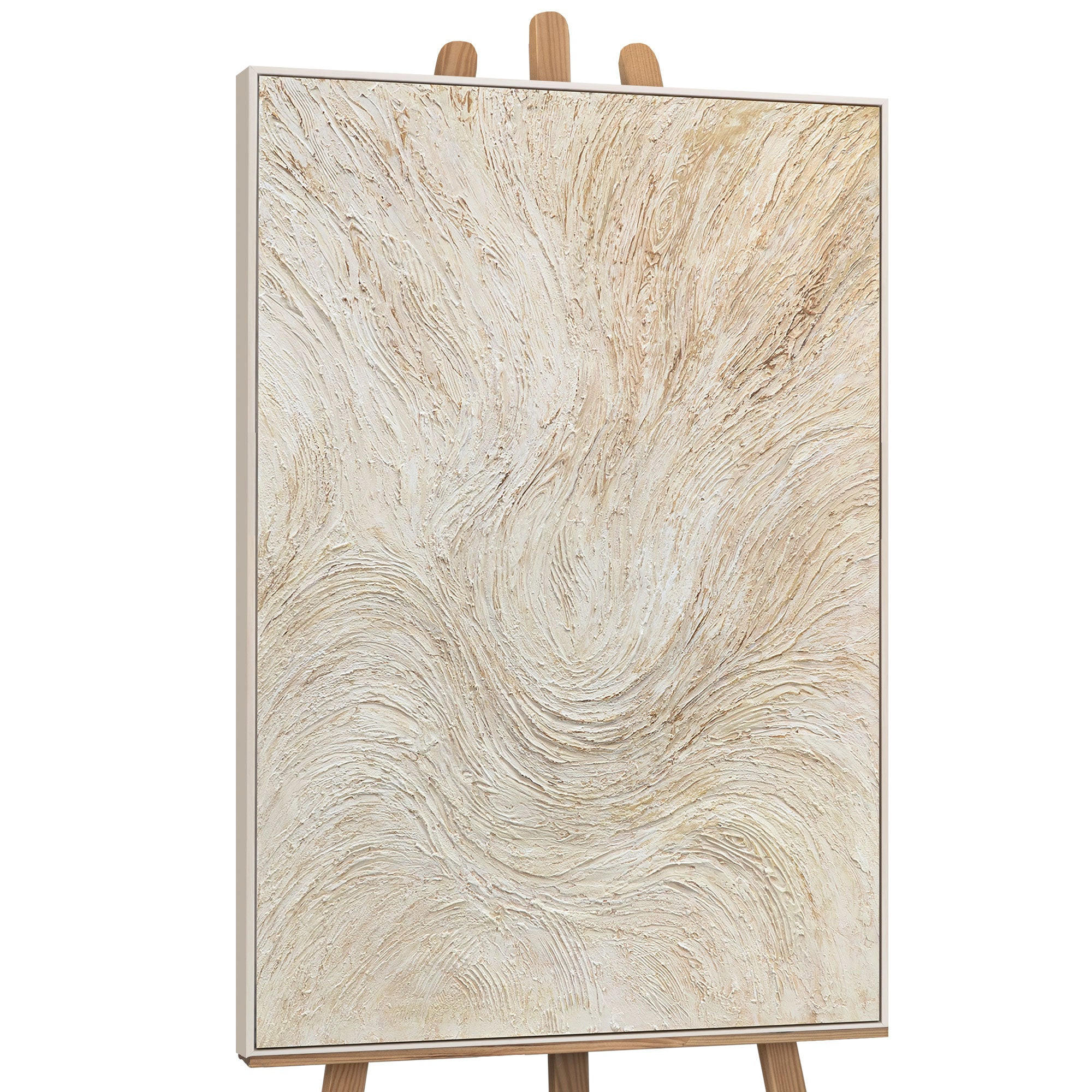 GEMÄLDE Baumstrom Schattenfugenrahmen Beige 140x100 cm - Beige, Holz (140/100cm) - YS-art gallery
