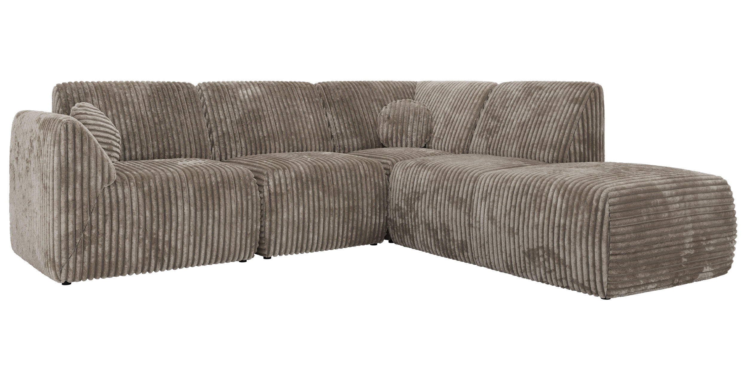 ROHOVÁ SEDAČKA NOARA 5M L Světle hnědá Manšestr - Pravá - černá/světle hnědá, textil/plast (267/244cm) - MKS