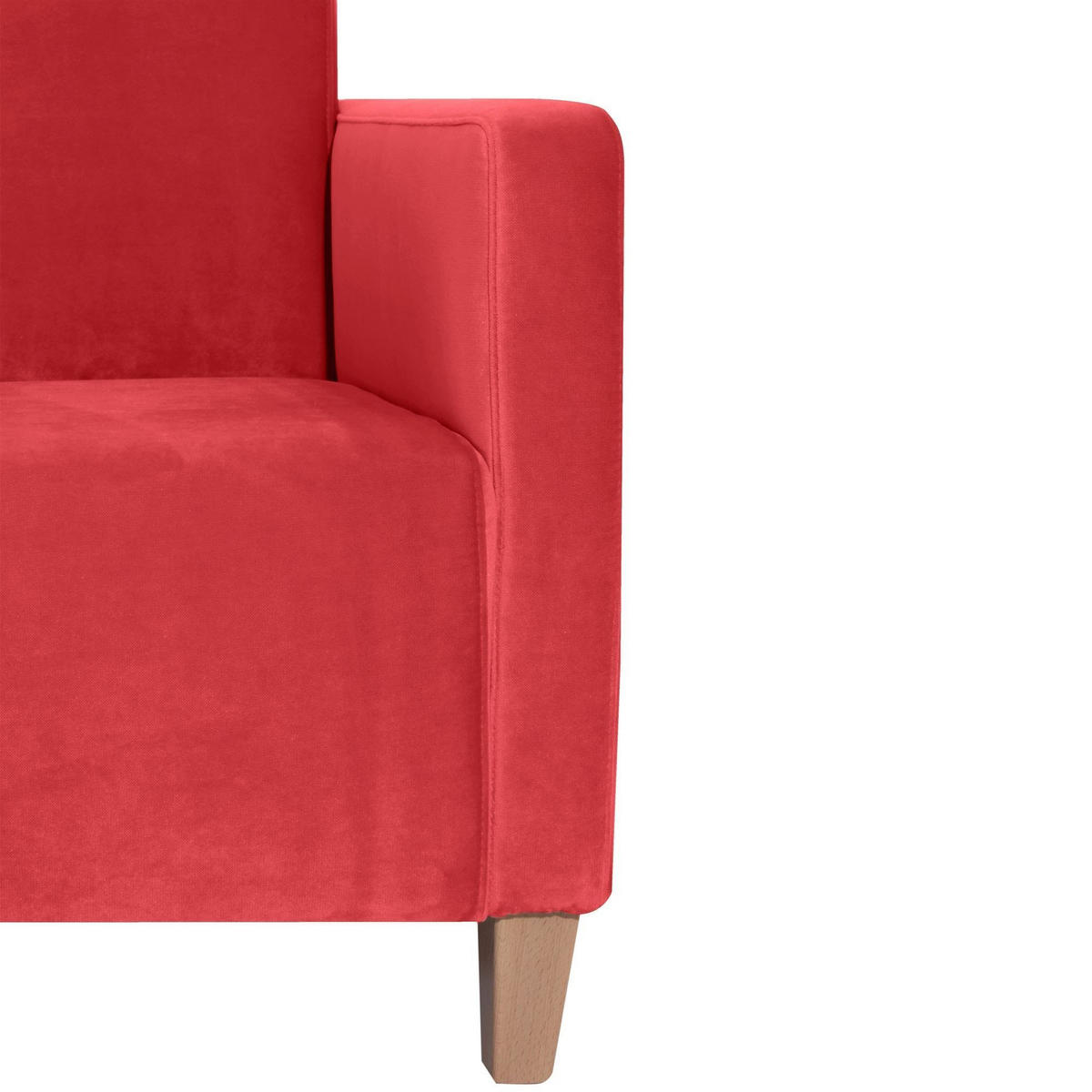 SESSEL Karol Bezug Samtvelours Buche natur / rot - Rot, Kunststoff (71/81/70cm) - 58aufmkessel