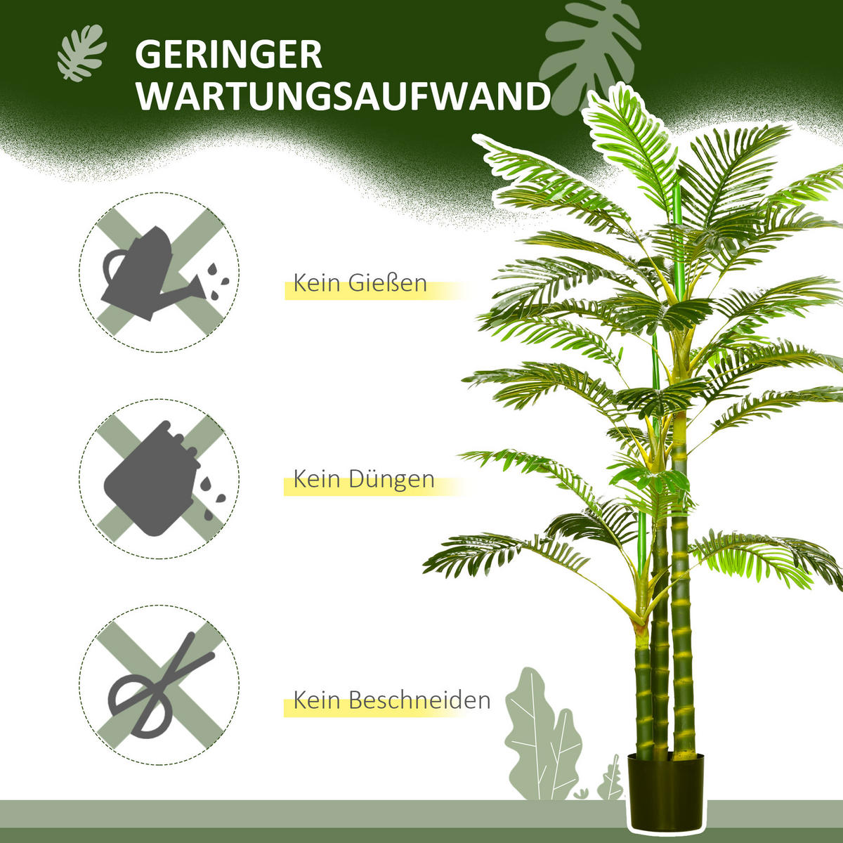 KÜNSTLICHE PALME 190 cm Kunstpflanze - Grün, Kunststoff (190cm) - HOMCOM