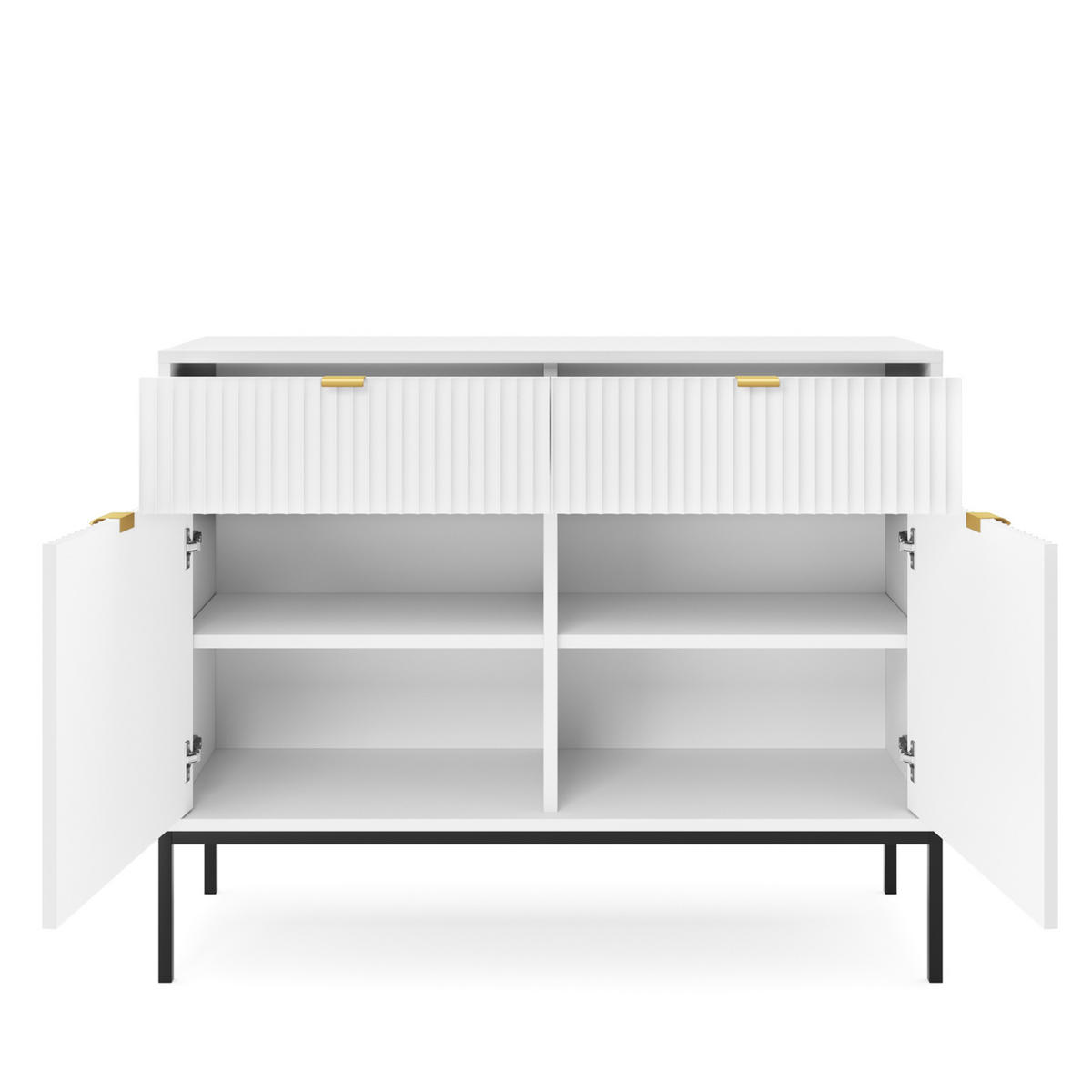 SIDEBOARD NANAIMO KOM2-2D2S Profilierte Fronten, Weiß - Weiß, Holzwerkstoff/Kunststoff (104/83/39cm) - Komodee