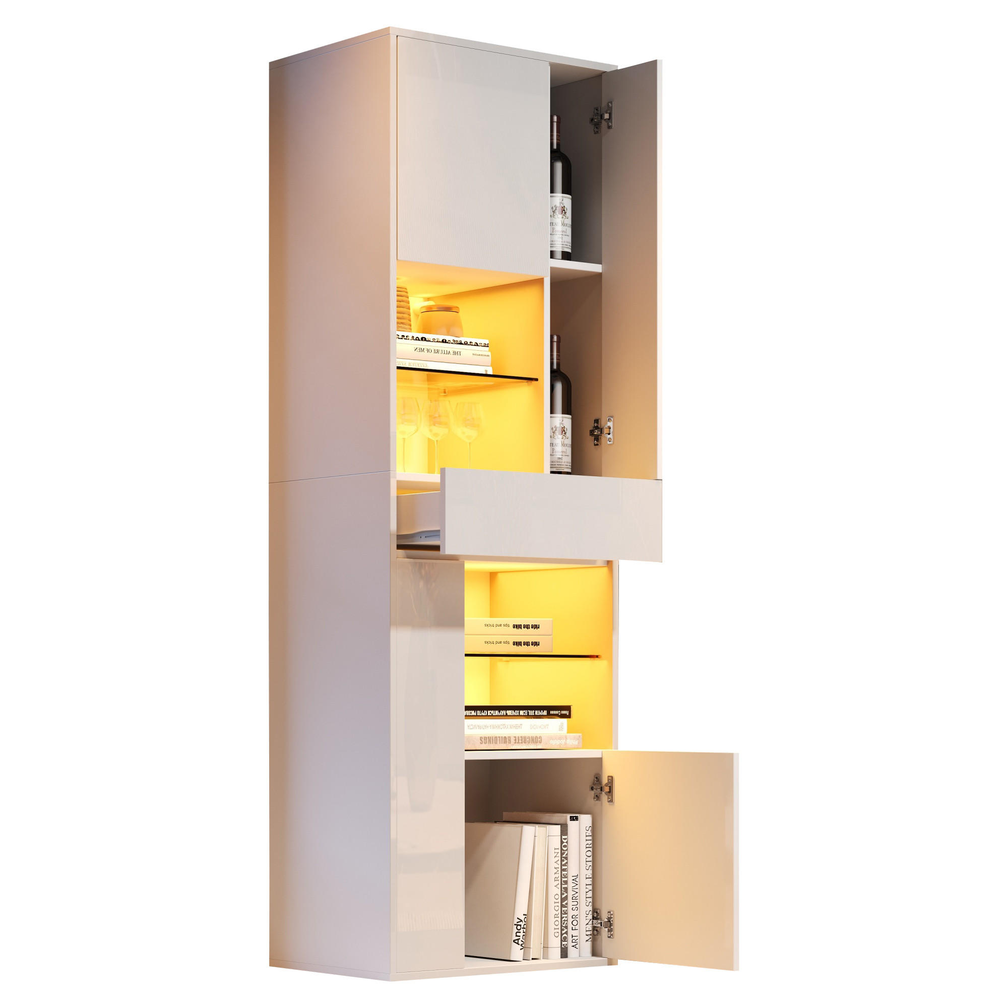 Beauniv Vitrine Weiß 38x170x55 cm