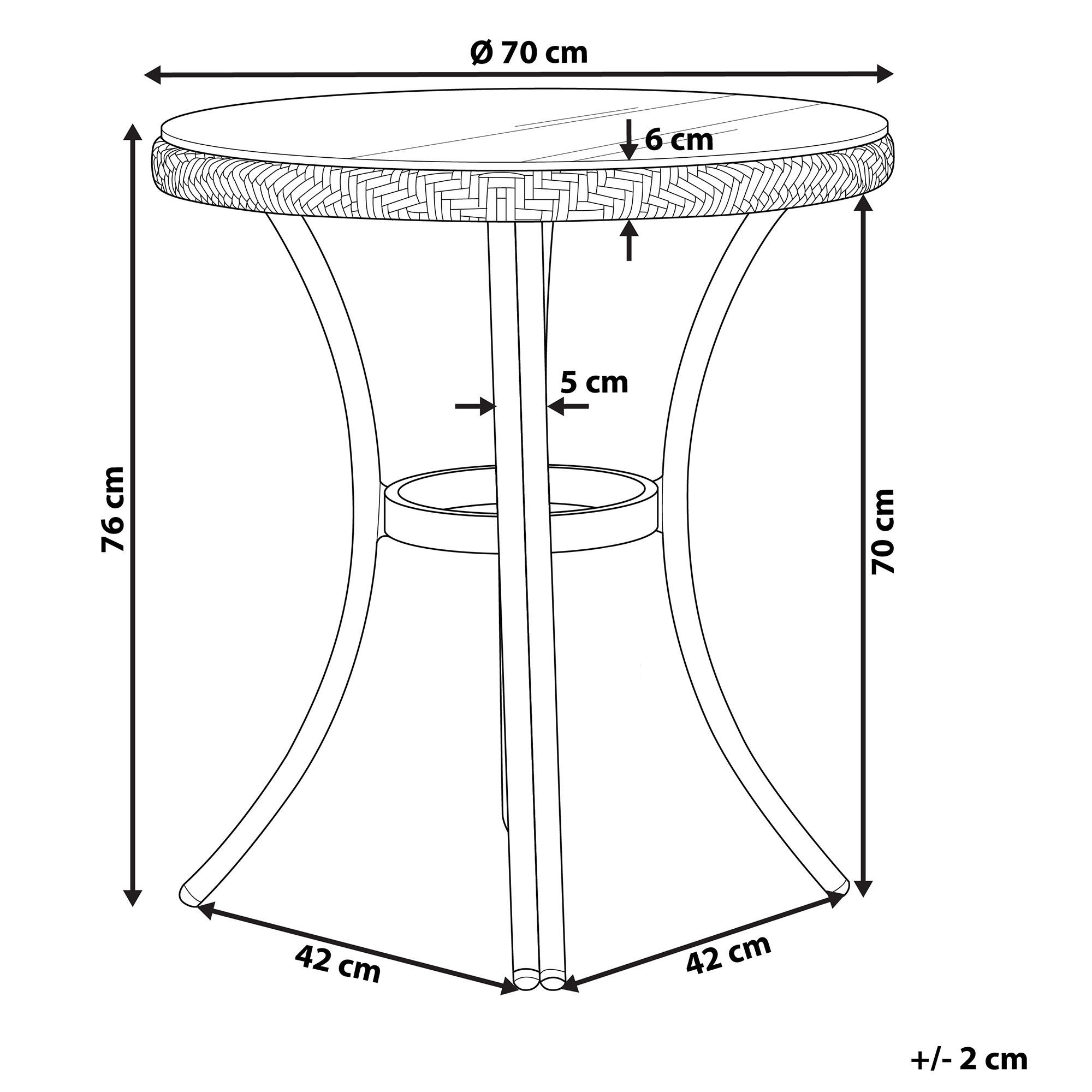 Thumbnail - Beliani Gartentisch, Blau, Weiß, Kunststoff, 4-Sitzer, Rund, 70x76x70 cm, Gartenmöbel, Gartentische, Gartentische