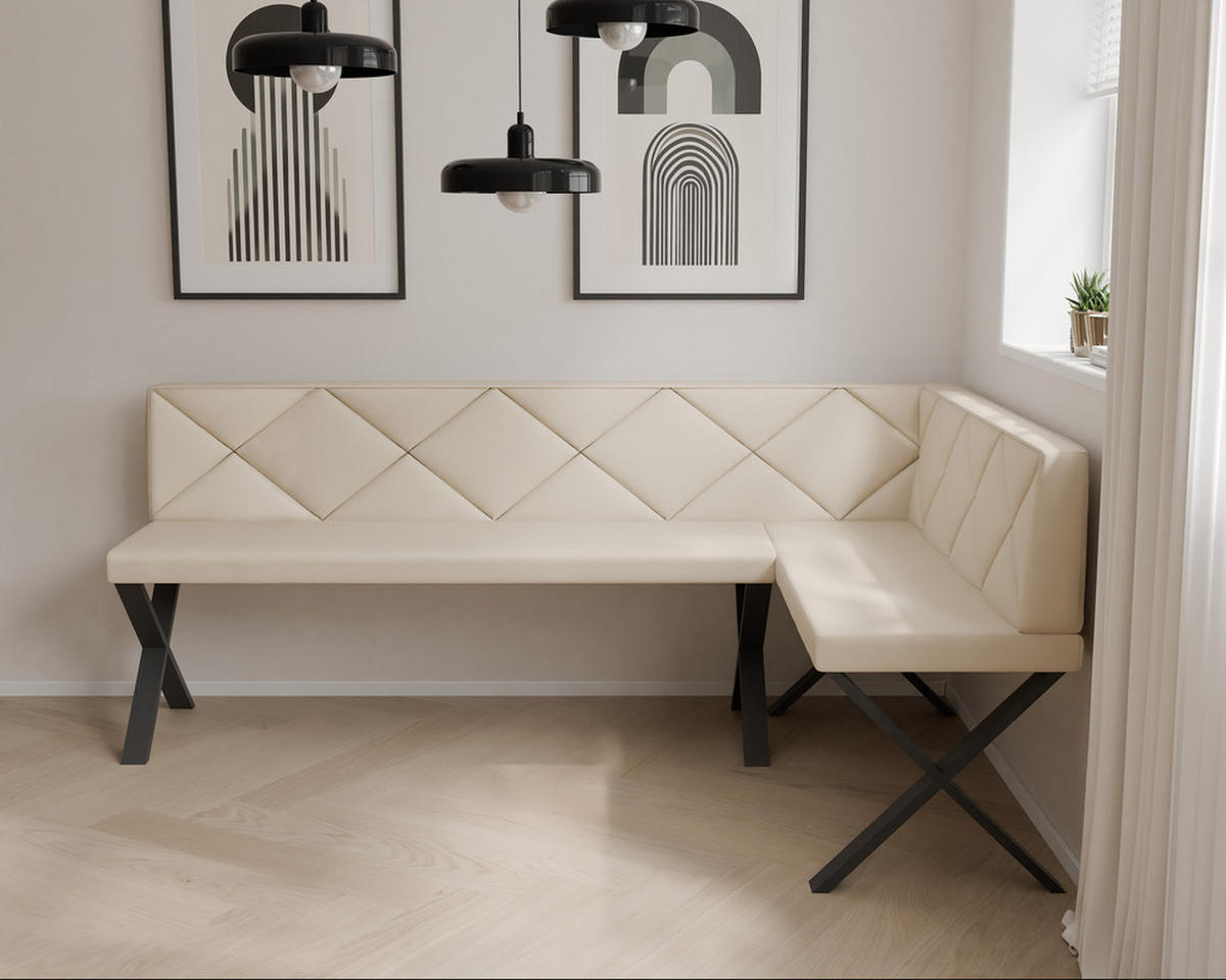 ECKBANK rechts VERO X Kunstleder gesteppt, 168/128 cm Beige - Beige, Kunststoff/Textil (128/168cm) - Idohome