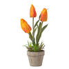 KUNSTBLUMEN Tulpen orange im Steinoptik-Topf, 27 cm - Orange, Kunststoff (27cm) - Homescapes