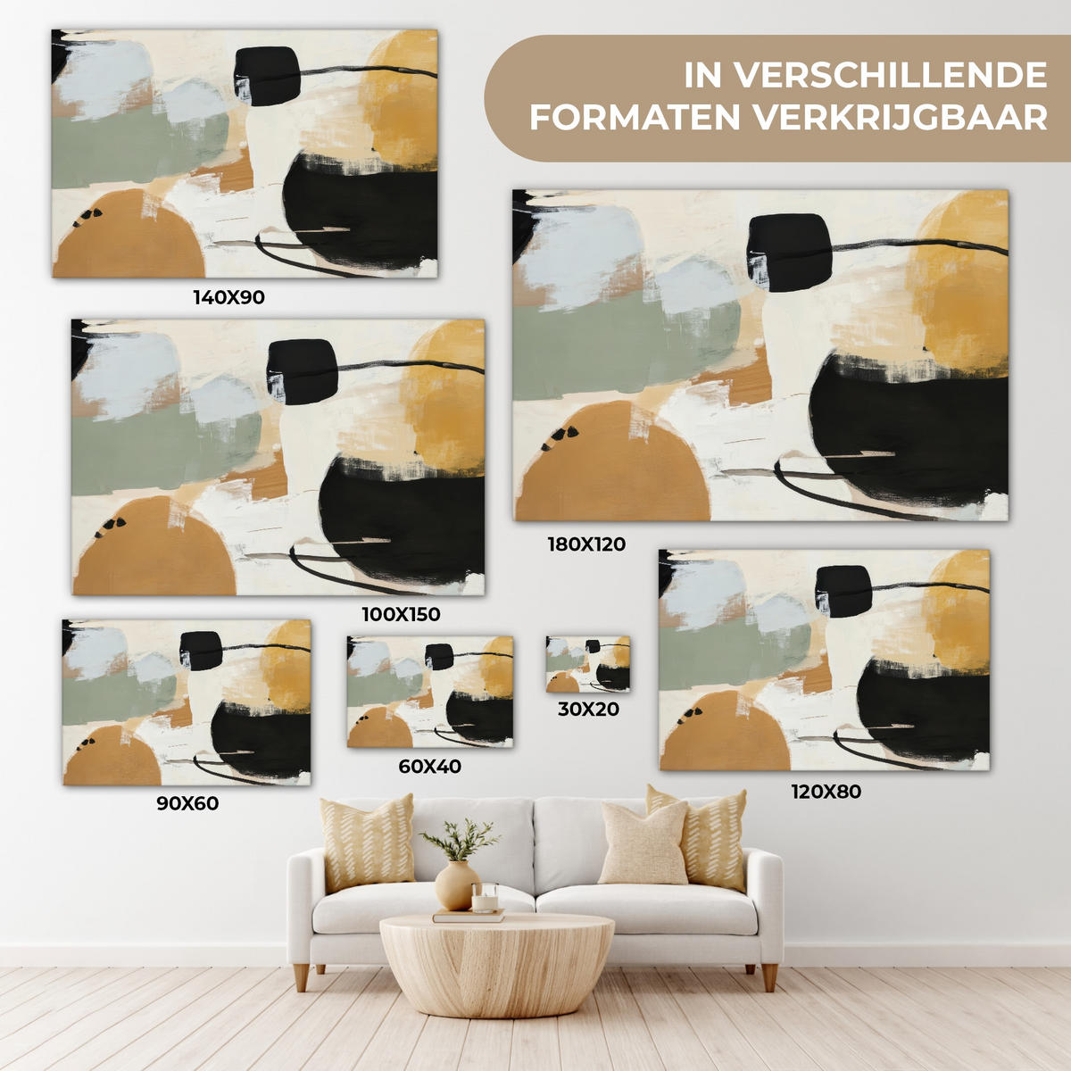 LEINWANDBILD Farbe - Abstrakt - Farben Wohnzimmer 120x80 cm - Currygelb, Textil (120/80cm) - MuchoWow