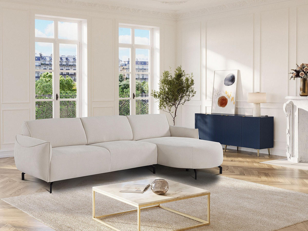 SOFA - 5 Personen - stoff - beige Feriona - Beige, Textil/Metall (295/84/150cm) - Vente-Unique
