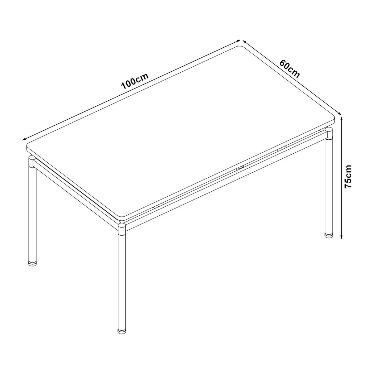 ESSTISCH Hemnes - Eichefarben/Schwarz, Holzwerkstoff/Metall (60/100/75cm) - [en.casa]