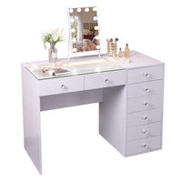 SCHMINKTISCH mit 8 Schubladen 120/55/81 CM und LED Beleuchtung Schminkspiegel Lichtleiste weiß 30/41 cm - Weiß, Holz (55/81/120cm) - VANITII