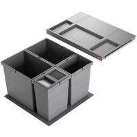 HAILO Allegro System 2x18 und 2x8 Liter Mülleimer Küche Einbau 60cm Schublade - Grau, Kunststoff (47.6/34.5/47.3cm) - Hailo