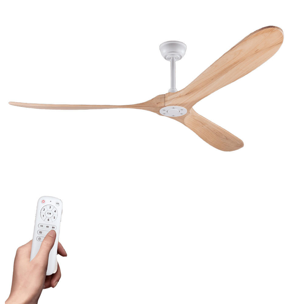 DECKENVENTILATOR DE-16221 72 Zoll extra groß ohne Licht & Fernbedienung Naturholz - Naturfarben, Holz/Metall (183/183/32cm) - ComfortXL