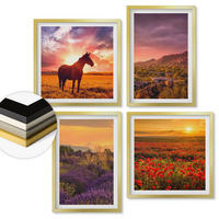 WANDBILDER 4er Set - 50x50 cm & 40x60 cm Goldrahmen - Berglandschaft Rosslavendel - Goldfarben, Kunststoff (50/50cm) - ArtPrintCave