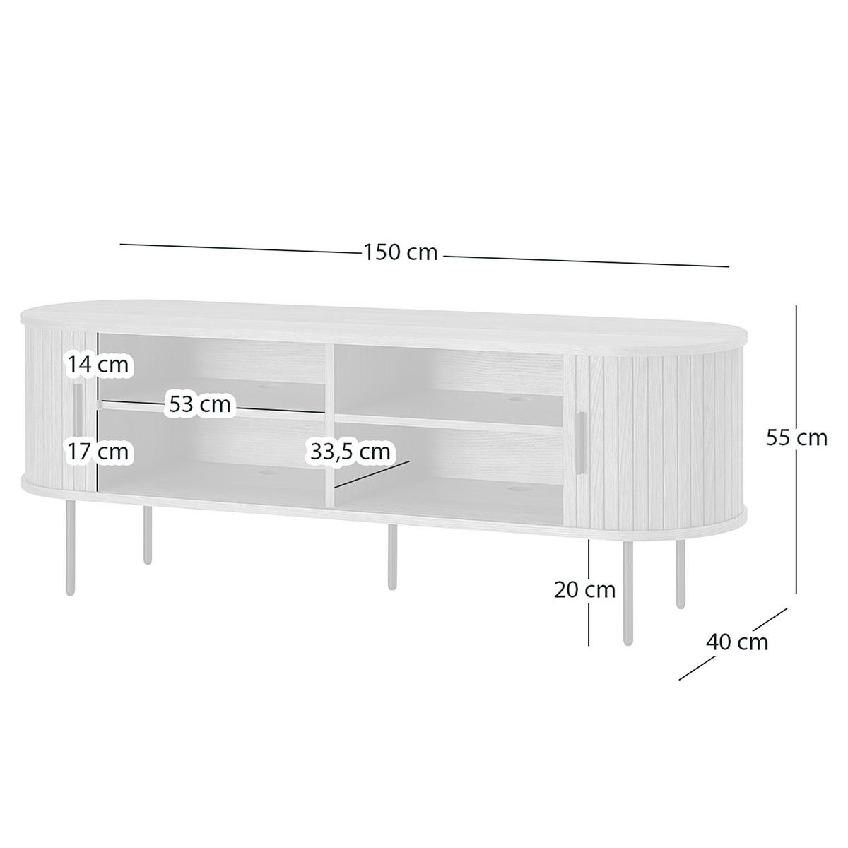 TV-LOWBOARD - Echtholzfurnier - Eichefarben/Schwarz, Holzwerkstoff (150/55/40cm) - home24