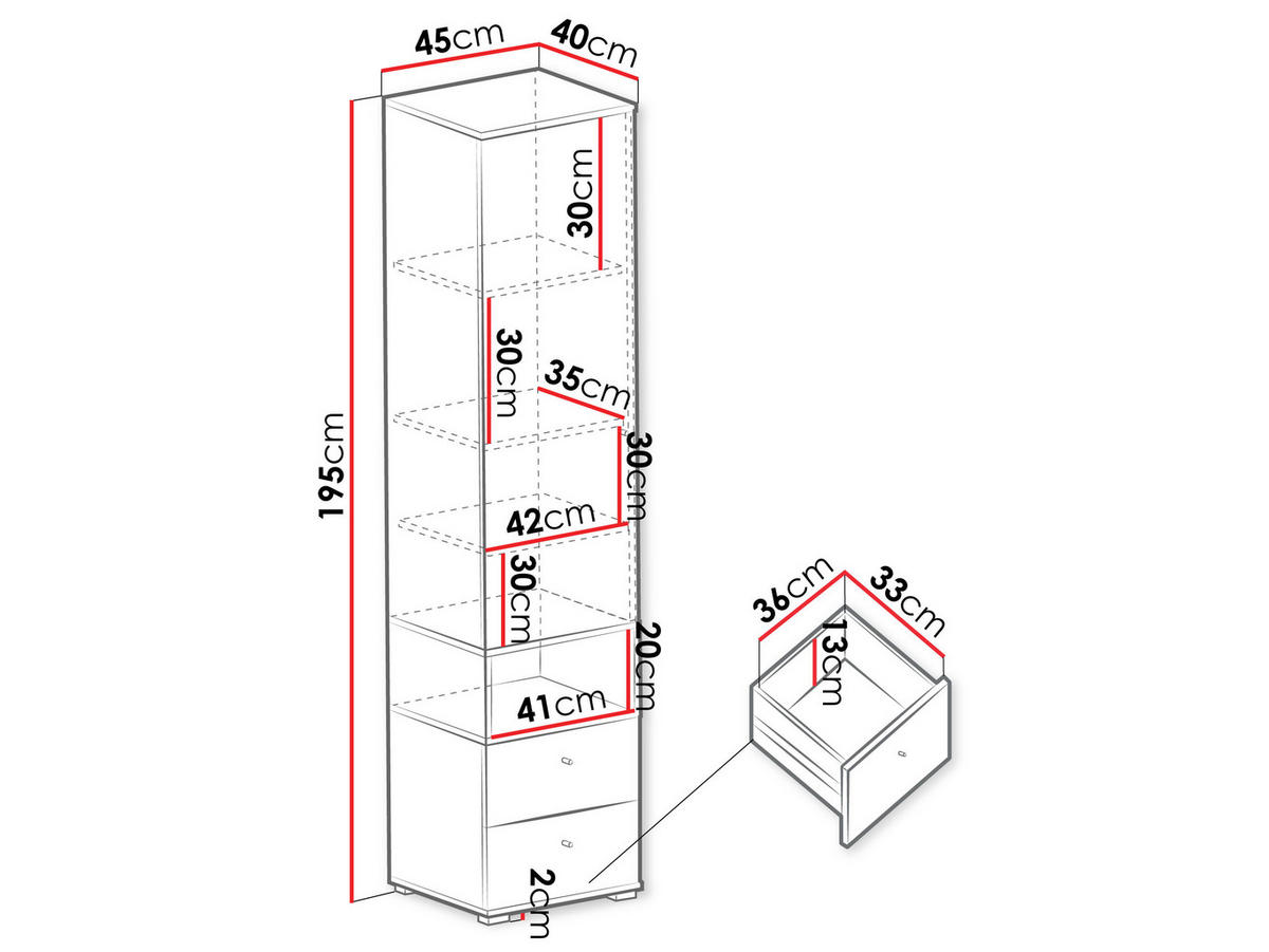 KLEIDERSCHRANK Oro OR02 - Schwarz/Naturfarben, Holzwerkstoff/Kunststoff (40/195/45cm) - MIRJAN24
