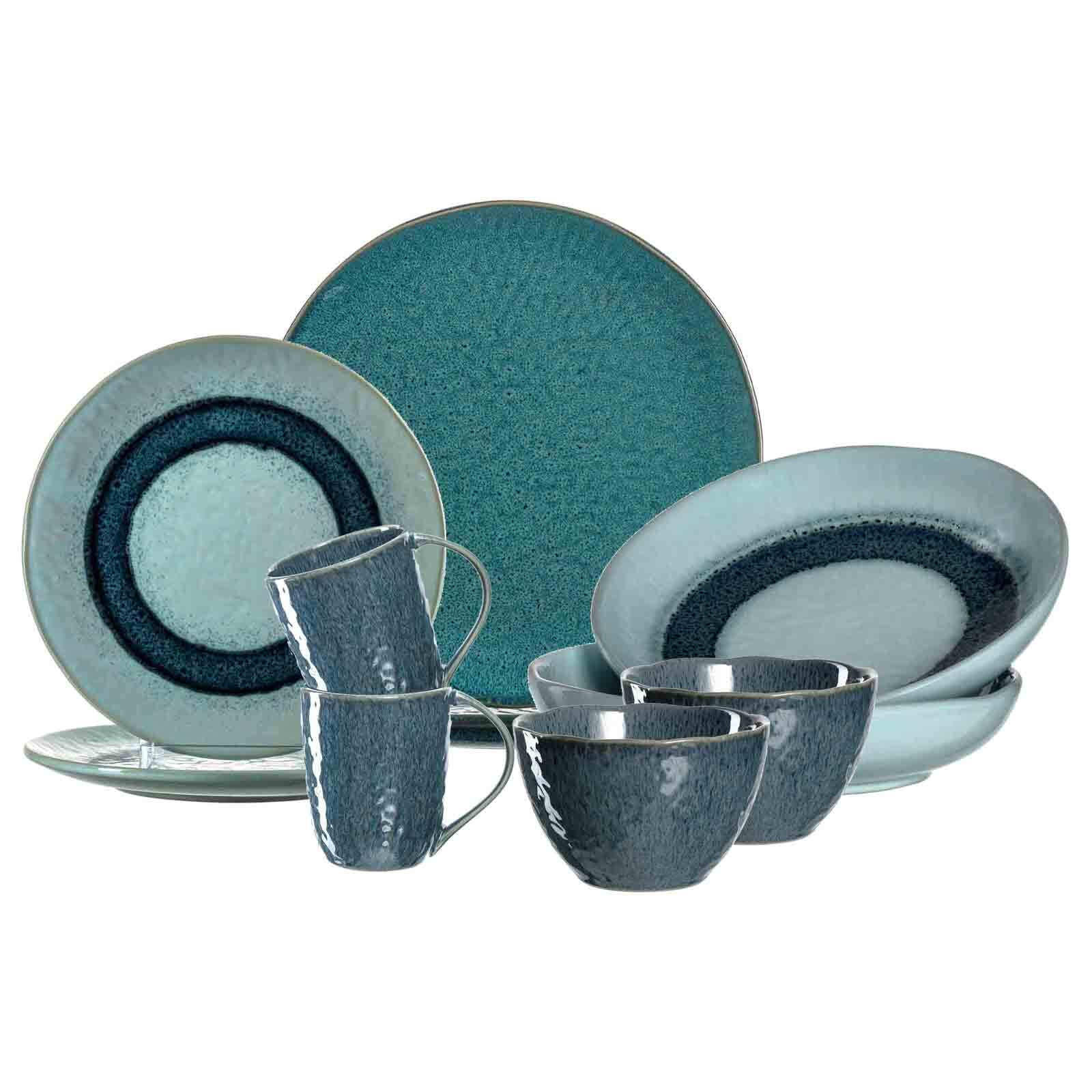 TAFELSERVICE Matera Blau 10er Set - Blau, Keramik (1/1/1cm) - Leonardo Living