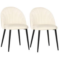 ESSZIMMERSTÜHLE, Samt, Metall, Cremeweiß - Creme, Kunststoff (54/79/52cm) - HOMCOM