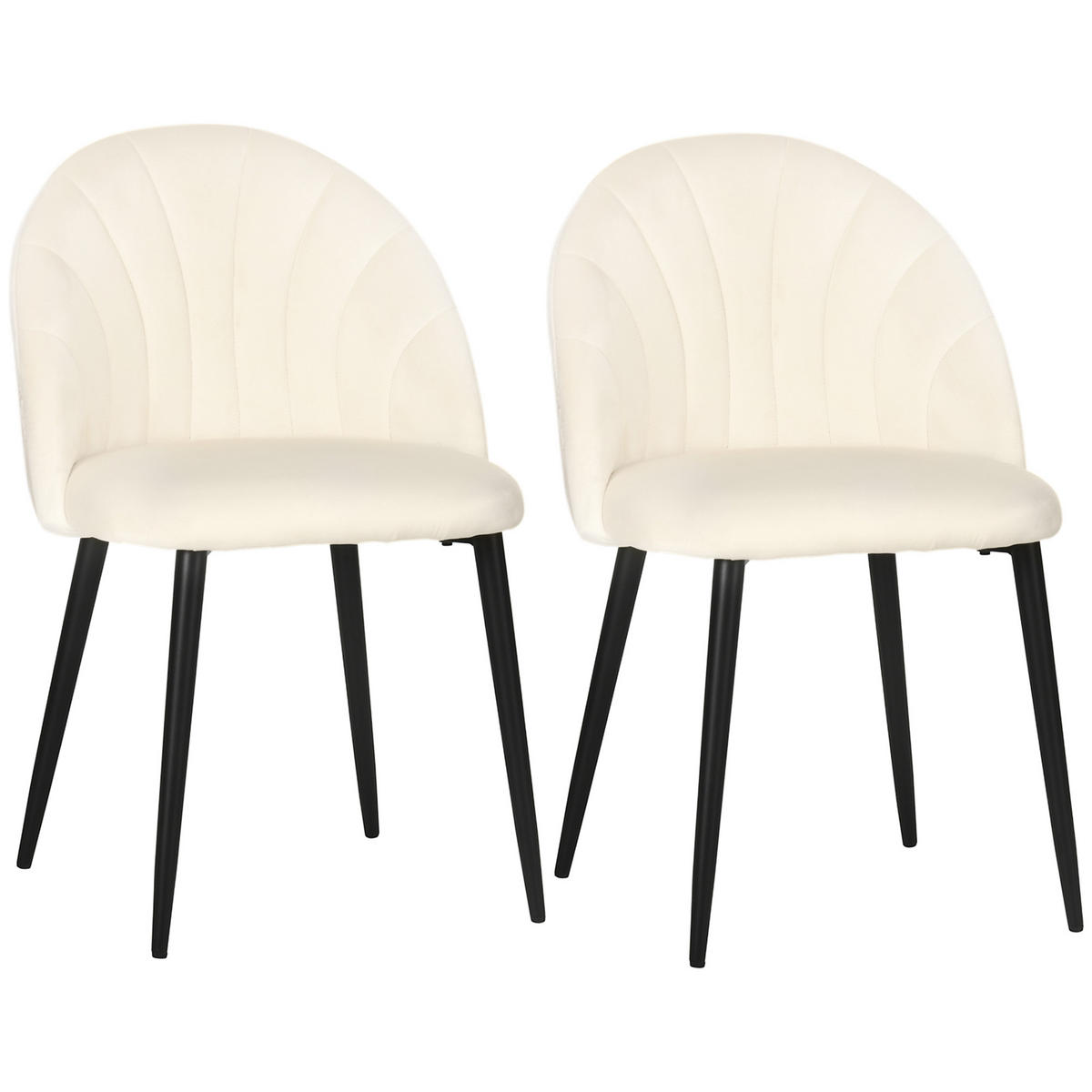 ESSZIMMERSTÜHLE, Samt, Metall, Cremeweiß - Creme, Kunststoff (54/79/52cm) - HOMCOM