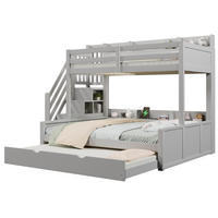ETAGENBETT 140x200 cm mit Ausziehbett, Grau - Grau, Holz (140/200cm) - KOMHTOM