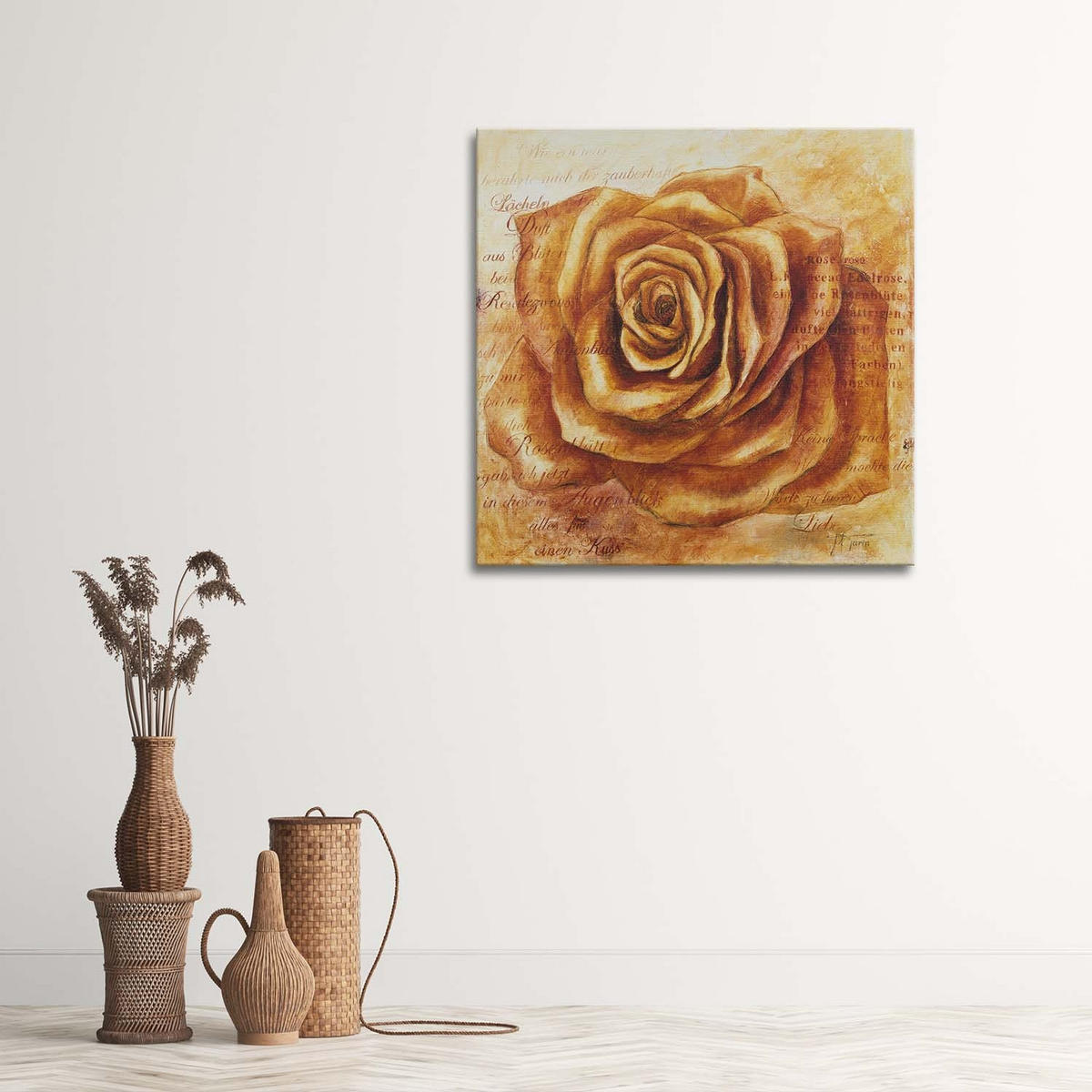 LEINWANDBILD, Orangefarbener Rosenkopf - Orange, Textil (30/30cm) - Feeby