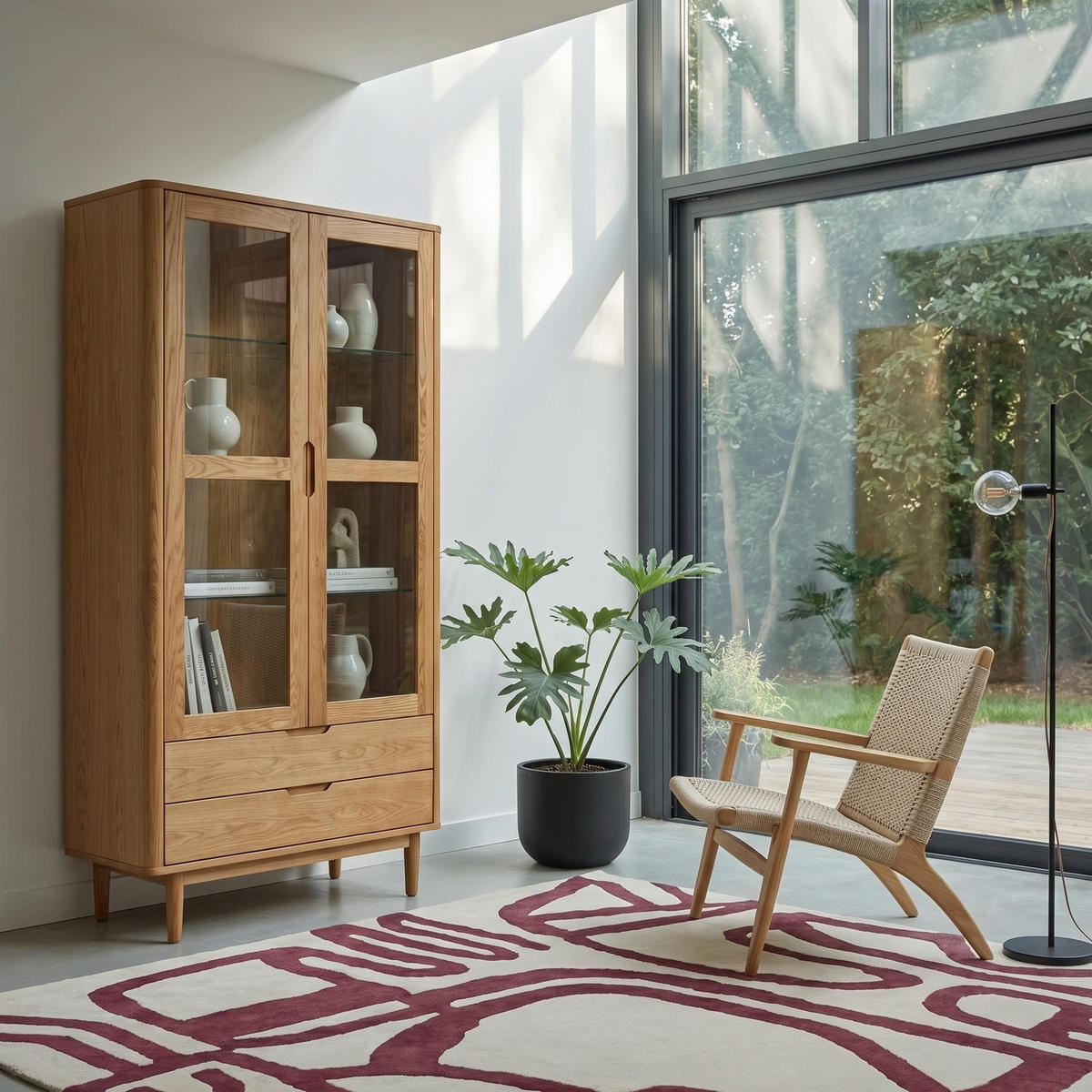 VITRINE Eiche massiv - Eichefarben/Braun, Holz/Holzwerkstoff (100/190/45cm) - Furnhouse