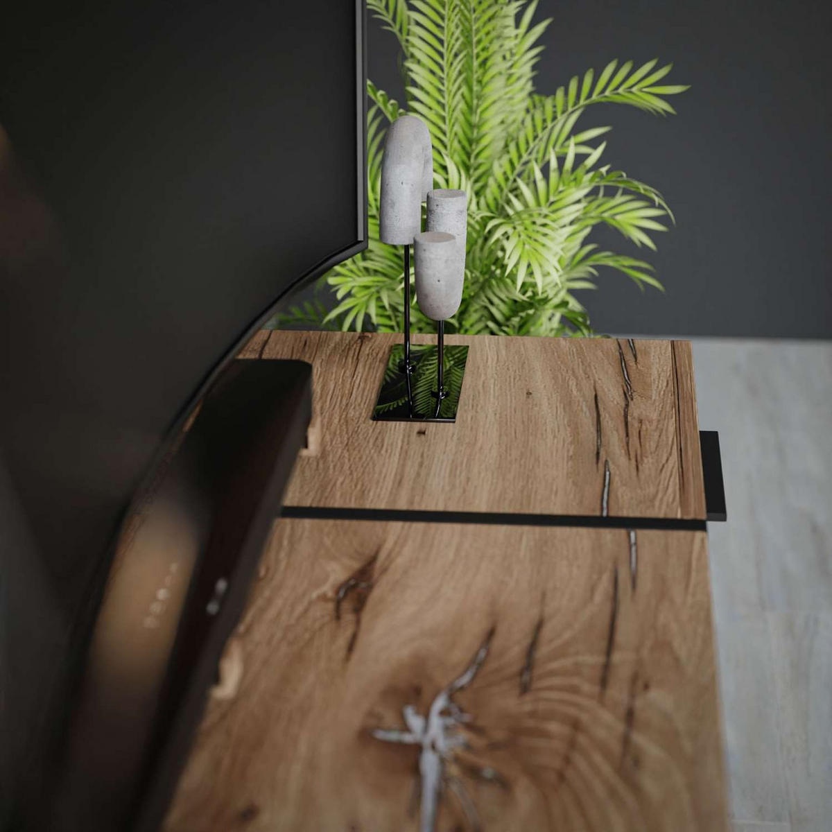 TV-ELEMENT ONYX LOFT 158 cm - Eichefarben, Holzwerkstoff (158/46/41.3cm) - Lookway