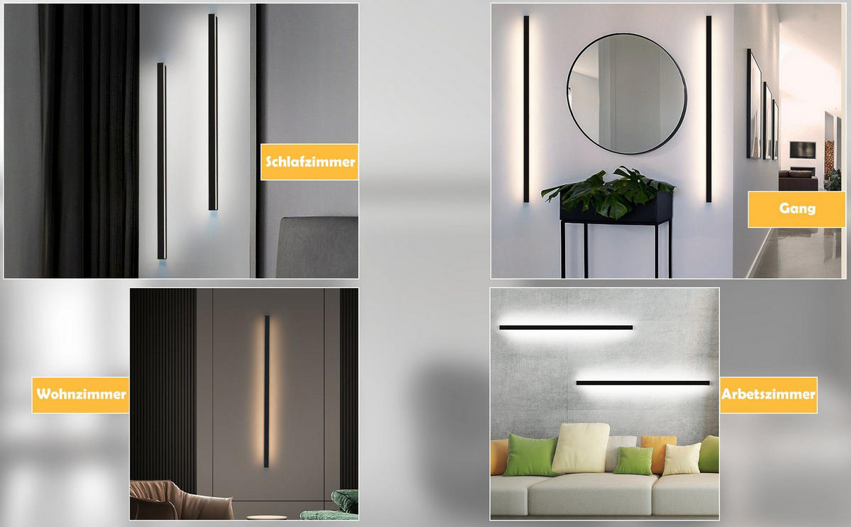 LED WANDLEUCHTE Schatz - Schwarz, Metall (4/3/100cm) - Nettlife