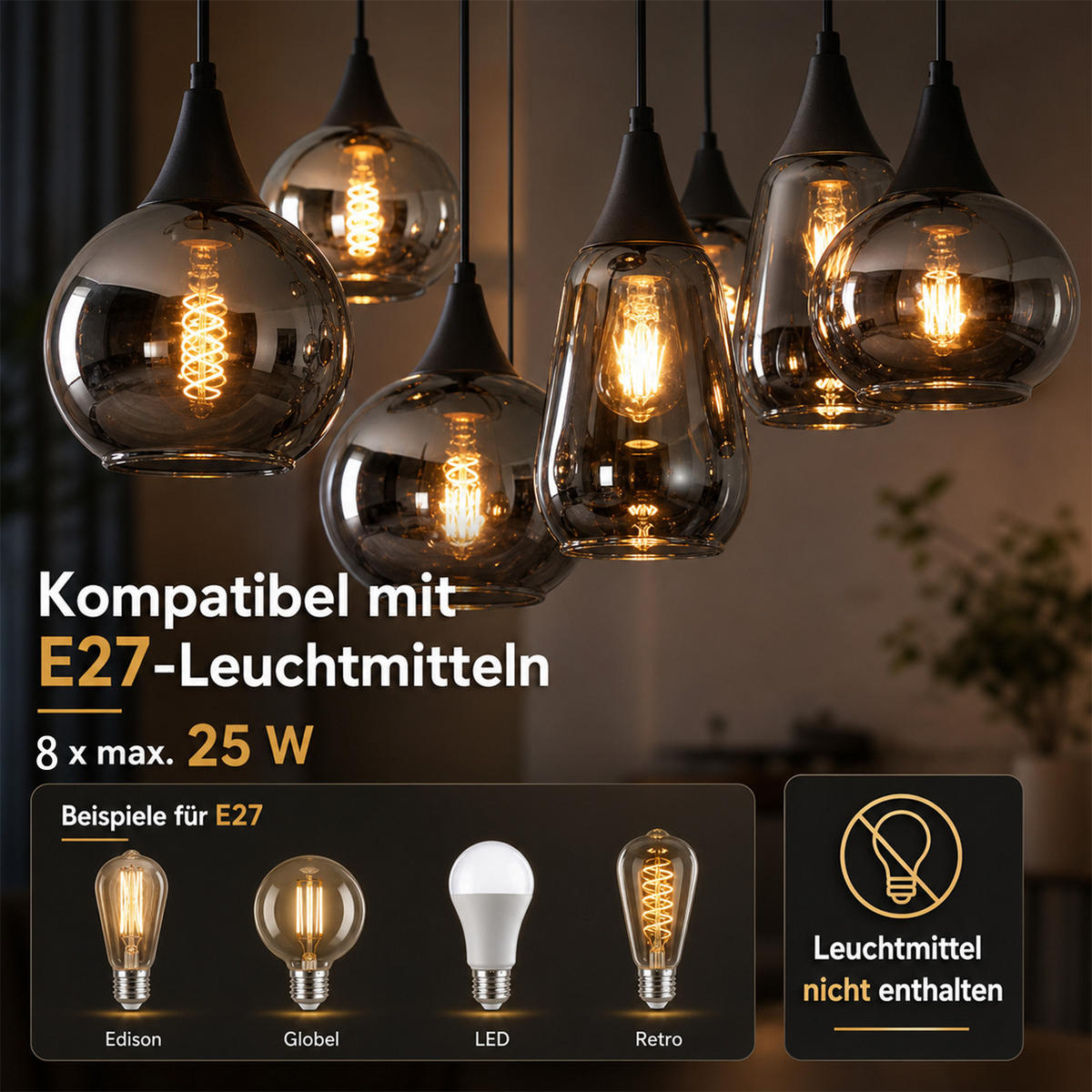 PENDELLEUCHTE Glornax 126/20/150 cm - Schwarz, Glas/Metall (126/20/150cm) - ZMH