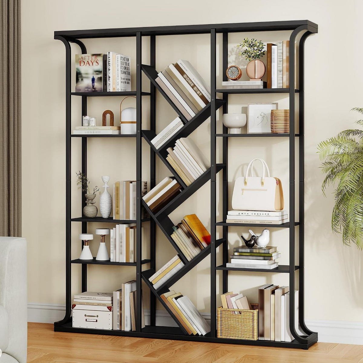 BÜCHERREGAL Baumform Schwarz 24 x 156 x 180 cm - Schwarz, Metall (156/180/24cm)