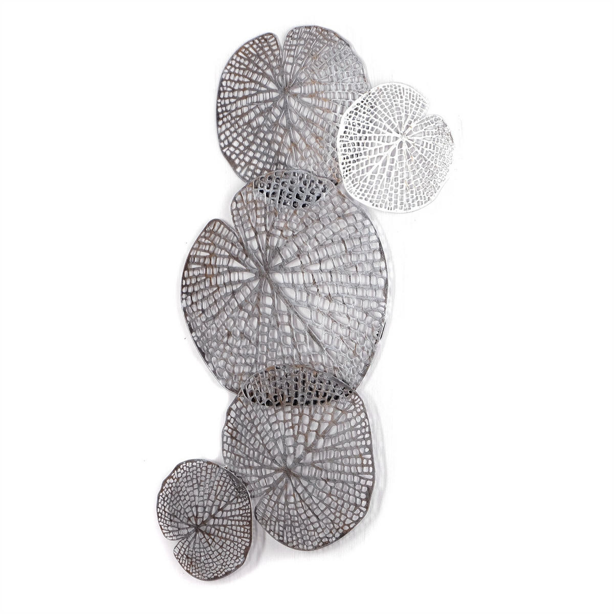 WANDDEKO BIG LEAVES Metall antik-silber - Silberfarben, Metall (47/97/3cm) - DESIGN DELIGHTS