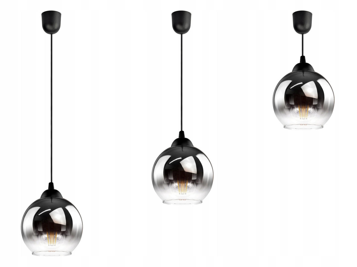 PENDELLEUCHTE MASUR - Transparent/Anthrazit, Glas/Metall (15/15/80cm) - kiki design