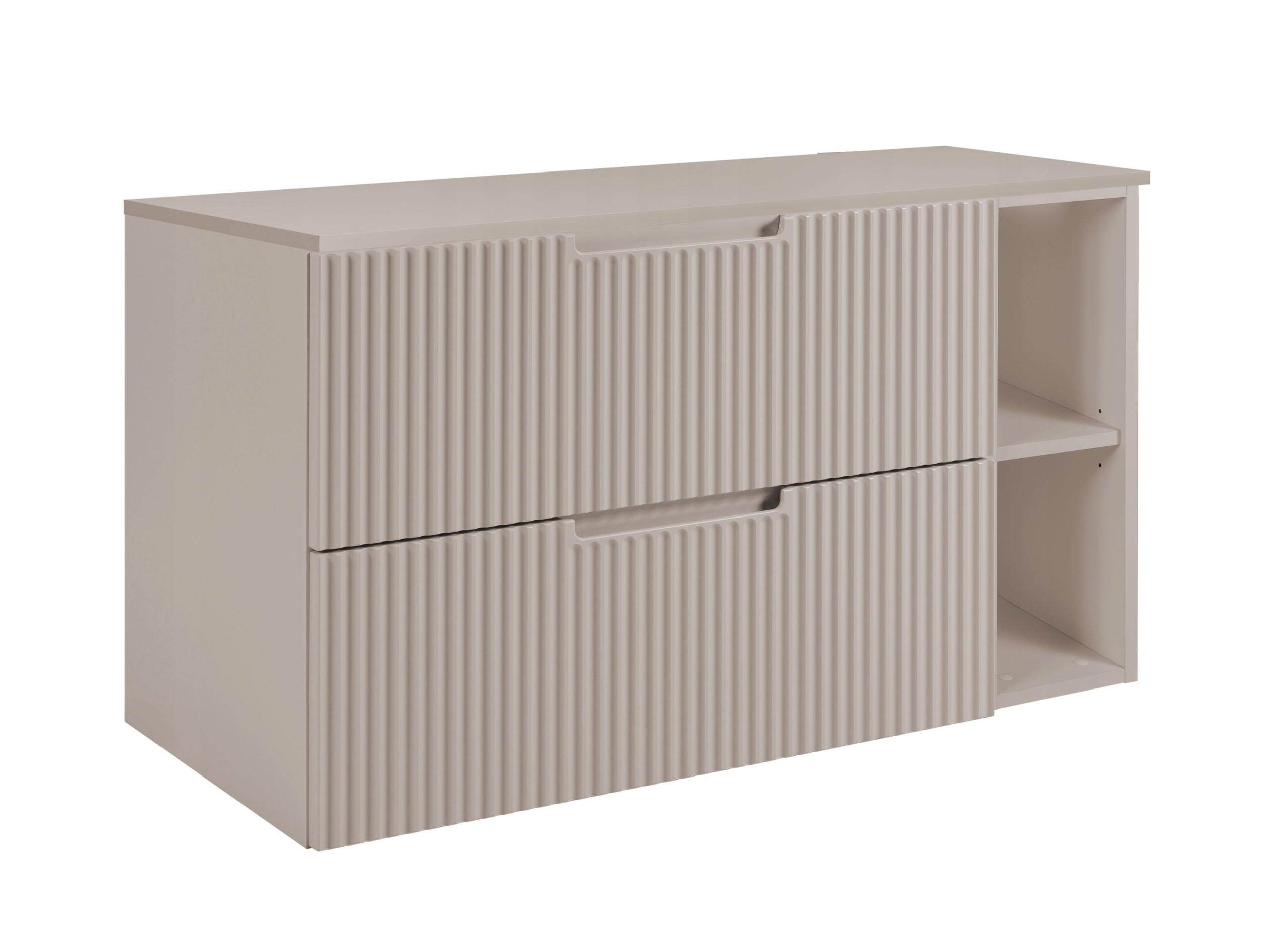 WASCHBECKUNTERSCHRANK VENA 80 cm mit Arbeitsplatte Farbe: Kaschmir mit einem Regal Gerillte Vorderseite Kaschmir - Kaschmir, Holzwerkstoff (80/58/46cm) - Rodan