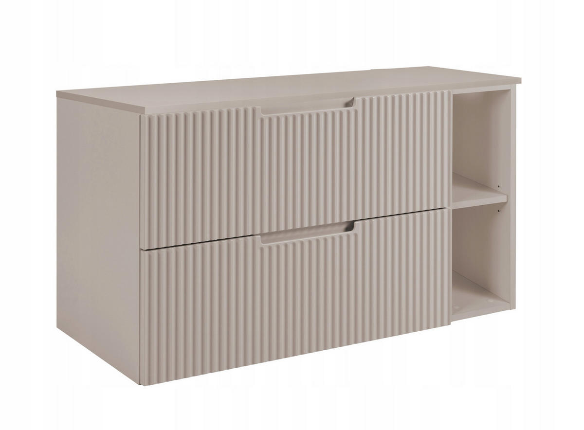 WASCHBECKUNTERSCHRANK VENA 80 cm mit Arbeitsplatte Farbe: Kaschmir mit einem Regal Gerillte Vorderseite Kaschmir - Kaschmir, Holzwerkstoff (80/58/46cm) - Rodan